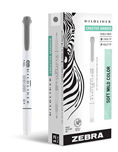 Zebra Pen Mildliner DualTip Highlighters Broad and Fine Tips Ideal for Bible Highlighting No Bleed School Supplies Teacher Supplies and Office Supplies Mild Dark Gray Ink 12Pack 78510upc - Image 1