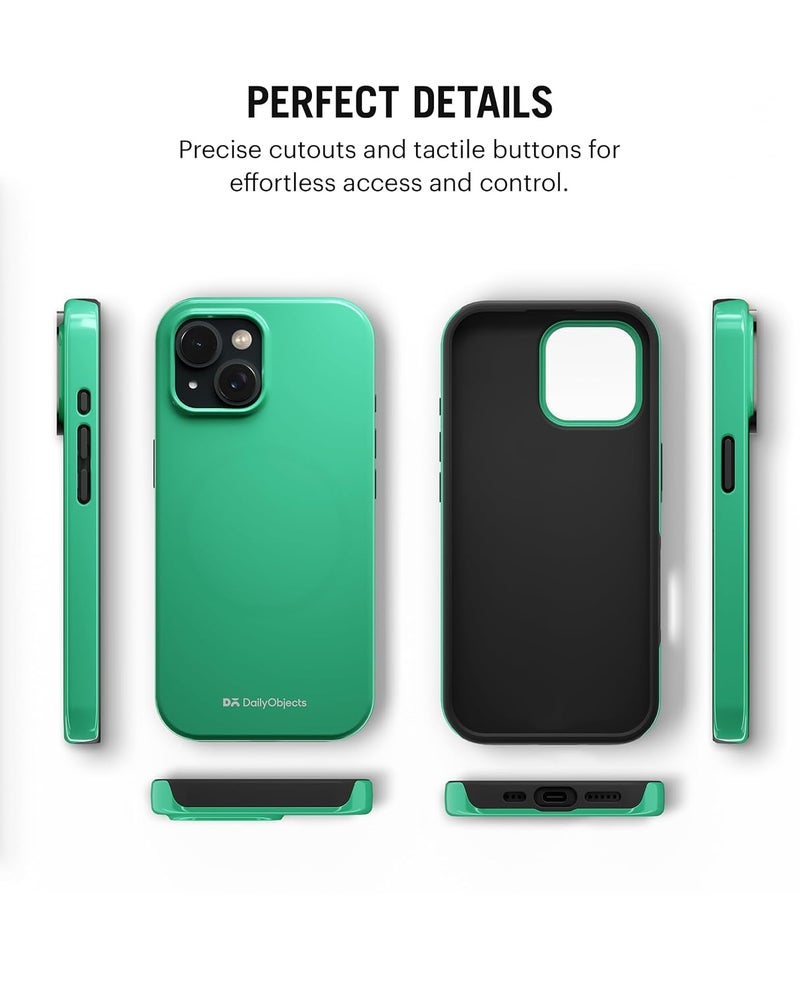 Daily Objects Polycarbonate Enamel Bumper Magsafe Case For iPhone 15 Compatible With Mag-Safe Wireless Charging | Mint Hybrid Magnetic Back Cover - Image 5
