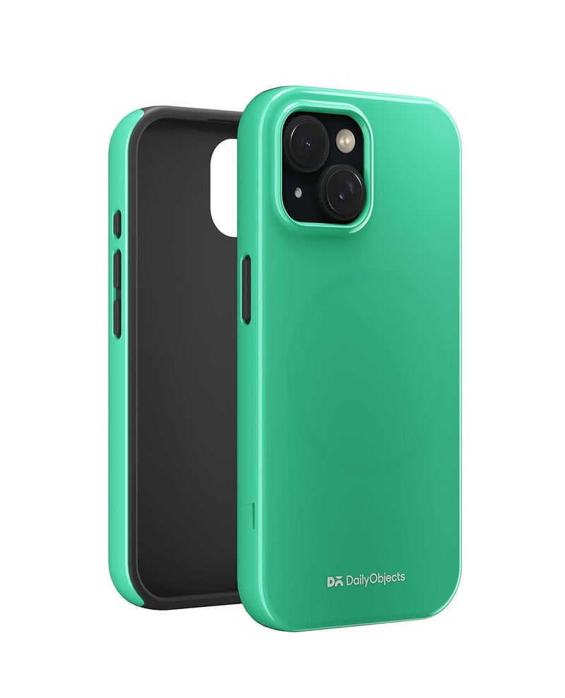 Daily Objects Polycarbonate Enamel Bumper Magsafe Case For iPhone 15 Compatible With Mag-Safe Wireless Charging | Mint Hybrid Magnetic Back Cover - Image 3