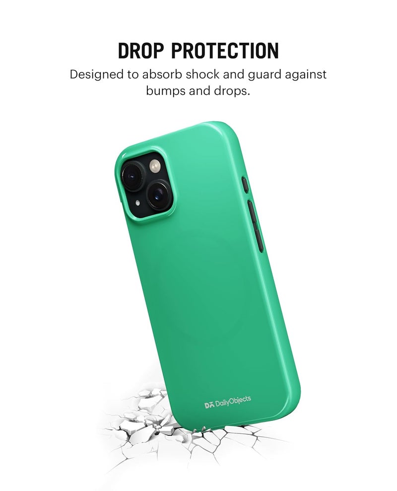 Daily Objects Polycarbonate Enamel Bumper Magsafe Case For iPhone 15 Compatible With Mag-Safe Wireless Charging | Mint Hybrid Magnetic Back Cover - Image 4