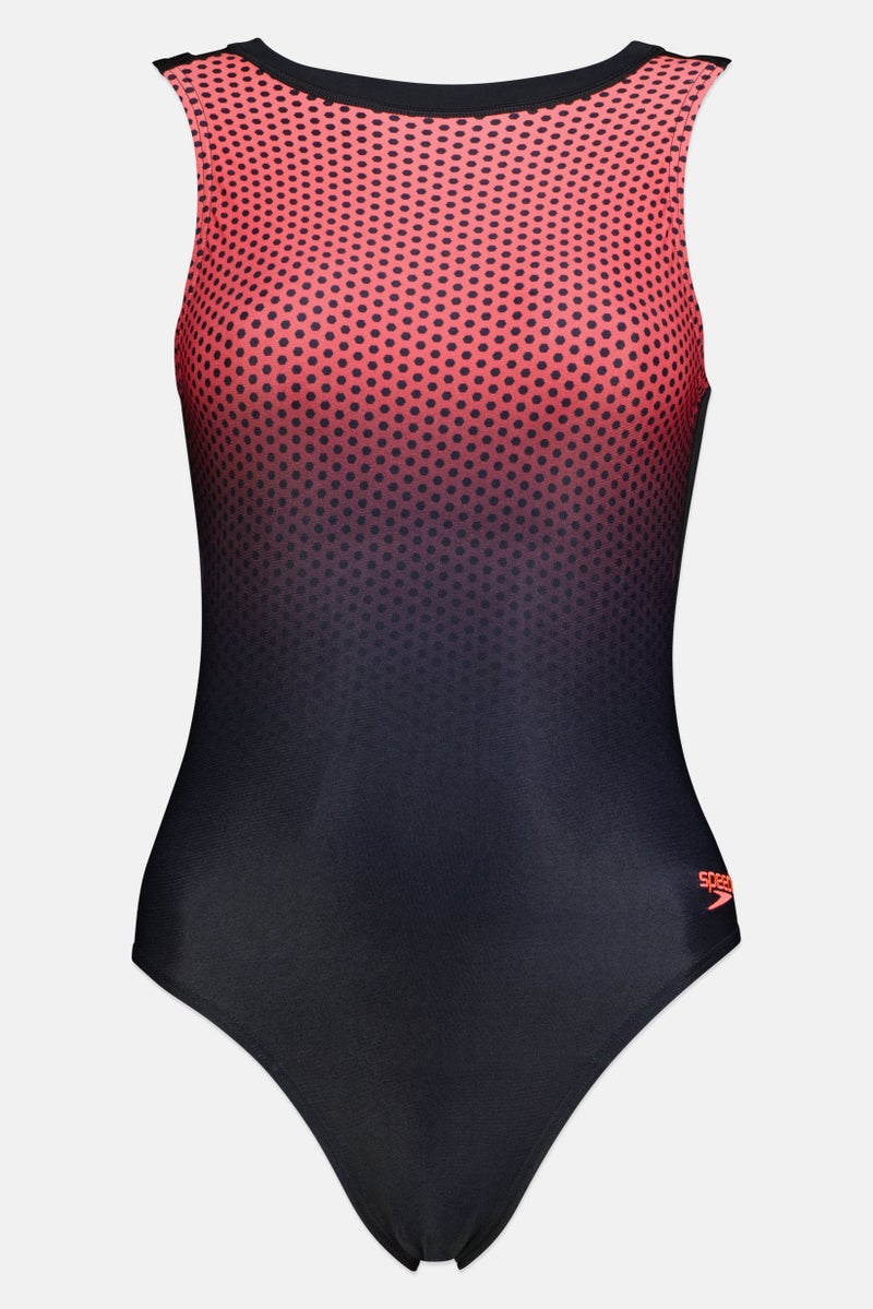 speedo Women Embroidered Logo Non Padded One Piece, Multicolor - Image 2