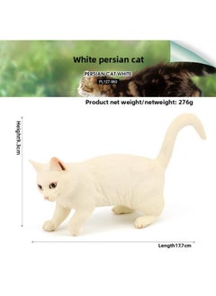 Children's Simulation Animal Model Pet Cat Black And White Cat Persian Cat Siamese Cat Yin And Yang Eye Cat Cognitive Toy Ornaments-Color:P127-963 White Persian Cat L