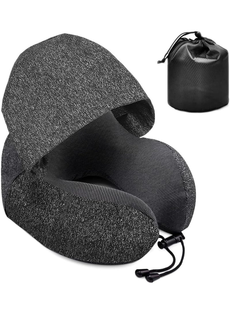 Zikra Travel Pillow Hooded U-Shaped Pillow Cushion Multifunctional Neck Pillow Aircraft Travel Accessories Sleeping Pillows(Black) - Image 1