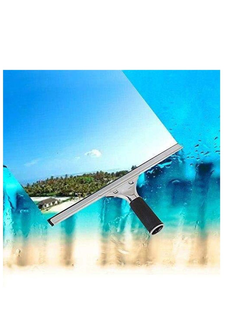 SYOSI Shower Squeegees, Stainless Steel Wiper Window Squeegees for Car Floor Bathroom Mirror Wiper Windows Glass Wiper, Window Cleaner All Purpose Squeegee with Blades 35CM  - Image 3