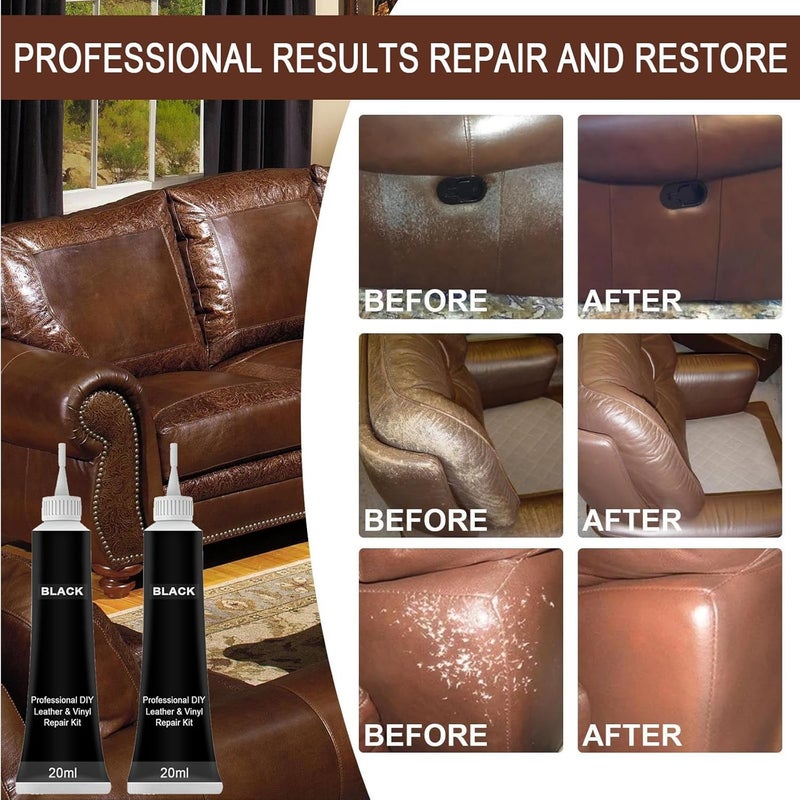 koahde Leather Repair Cream,Leather Recoloring Balm,Leather Color cream,Leather Restorer For Furniture, Couch, Car Seats,Shoes, Sofa, Leather Jacket, Refurbishing,Leather Restoration,Black 20ml 2pcs - Image 2