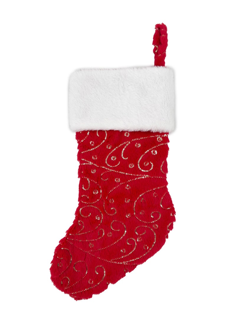 CHRISTMAS MAGIC Christmas Plush Stocking Red/Gold 48cm - Image 2