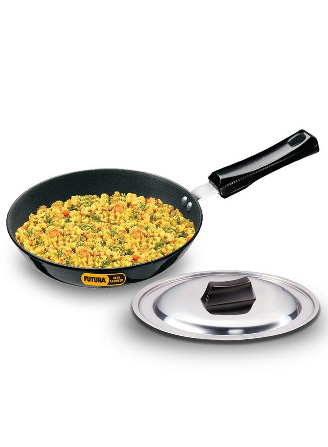 Hawkins Futura 20 cm Frying Pan, Hard Anodised Fry Pan with Stainless Steel Lid, Induction Frying Pan, Small Frying Pan, Black (IAF20S) - Image 1