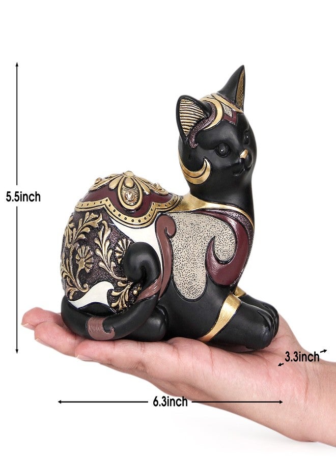 Smadeer Black Cat Statue for Home Decor, Cat Figurines Room Decoration for Bookshelf Office Table, Vintage Matt Small Cat Sculpture Gift for Cat Lovers, Woman Mom Retro Cats Animal - Image 3