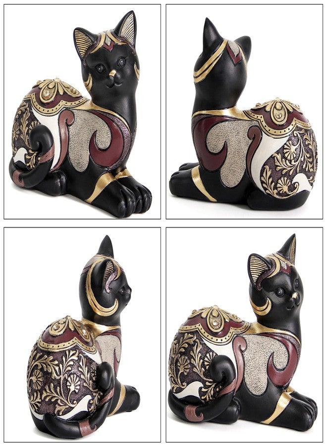 Smadeer Black Cat Statue for Home Decor, Cat Figurines Room Decoration for Bookshelf Office Table, Vintage Matt Small Cat Sculpture Gift for Cat Lovers, Woman Mom Retro Cats Animal - Image 4