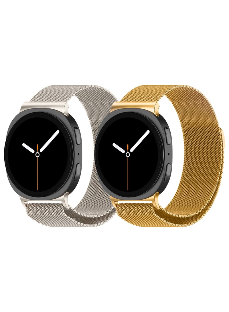2Packs Milanese Metal Band for Samsung Galaxy Watch 8 Band 40mm 44mm/8 Classic 46mm, Mesh Magnetic Stainless Steel Loop Strap - Image 2