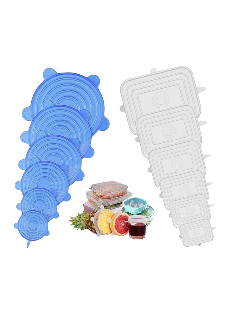 KASTWAVE Silicone Stretch Lids 12 Pack Reusable Silicone Food Covers Expandable To Fit Various Shape of Containers Dishes Bowls Alternative To Cling Film Non-Toxic - Image 1