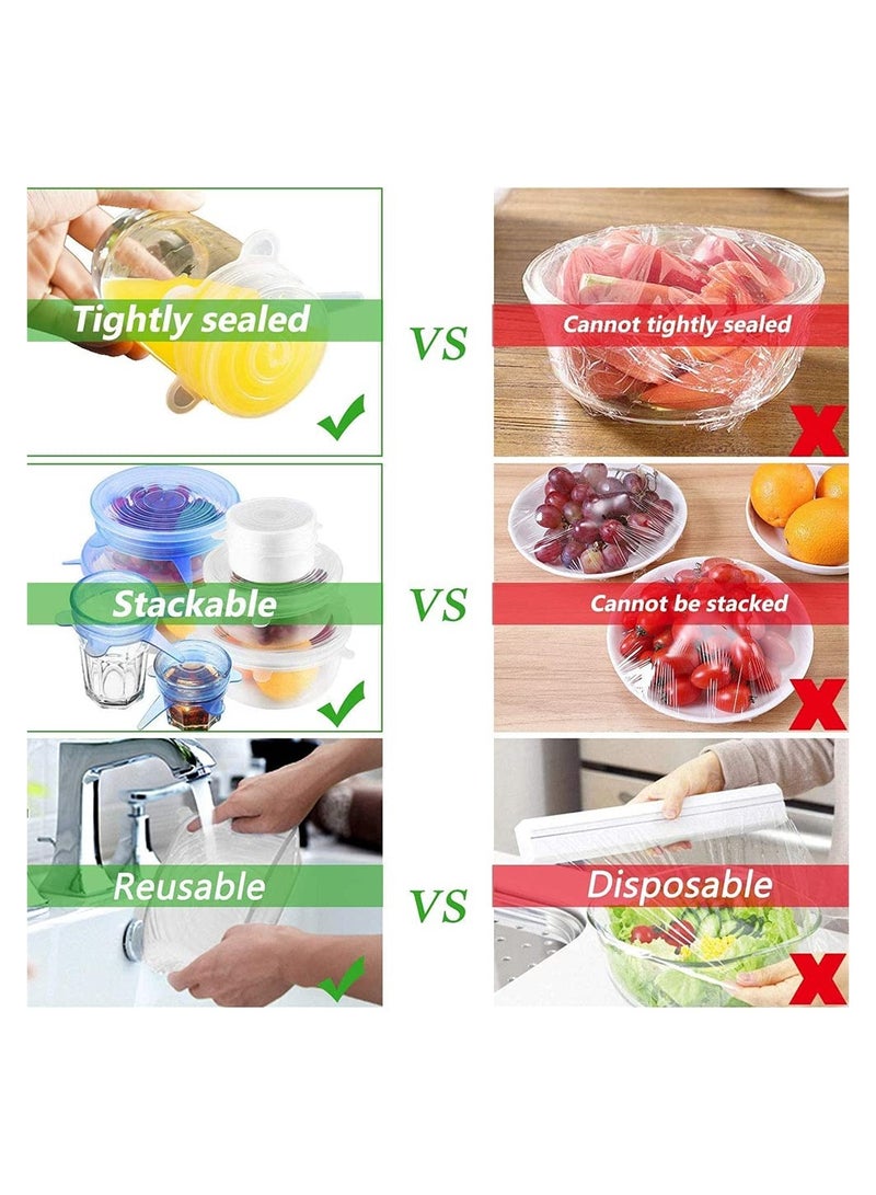 KASTWAVE Silicone Stretch Lids 12 Pack Reusable Silicone Food Covers Expandable To Fit Various Shape of Containers Dishes Bowls Alternative To Cling Film Non-Toxic - Image 2