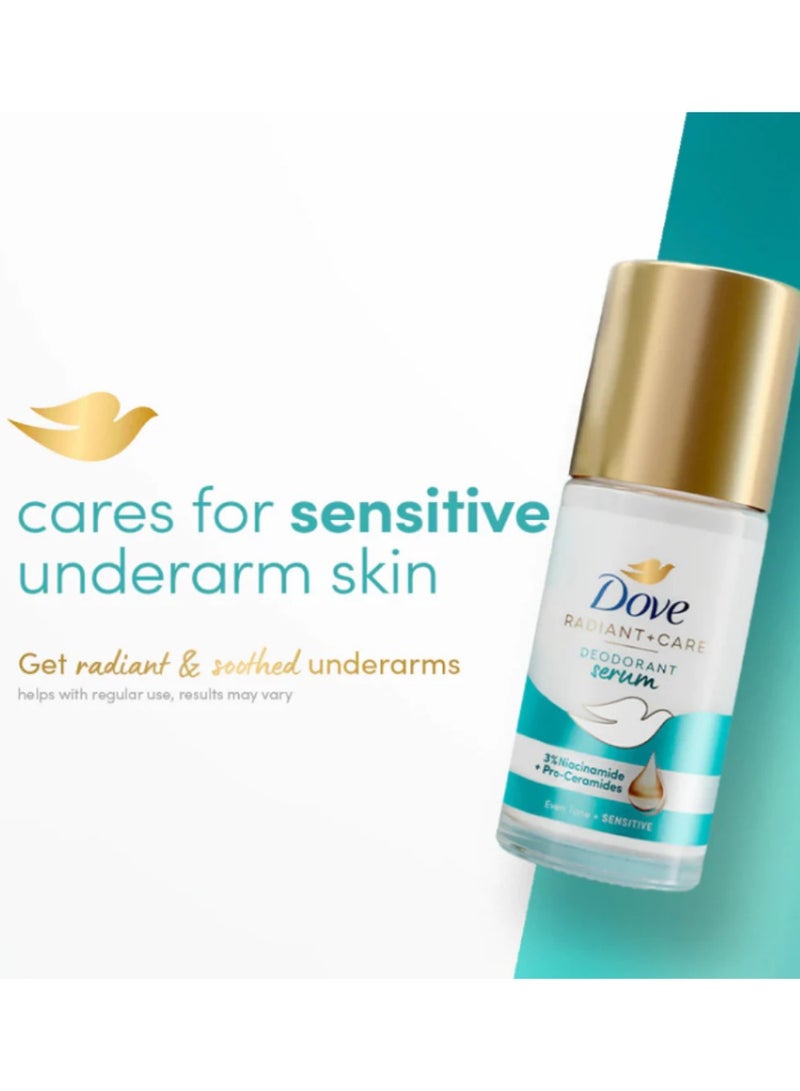 دوف سيروم مزيل العرق Radiant + Care بحجم 45 مل – 3% نياسيناميد + برو-سيراميد، تفتيح وتقوية حاجز البشرة وانتعاش يدوم طويلاً - Image 2