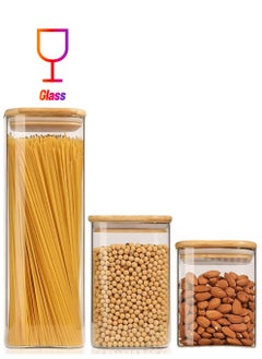 1Chase Borosilicate Square Glass Food Storage Jar With Air Tight Bamboo Lid 1800ML 1100ML 900ML  - Image 1