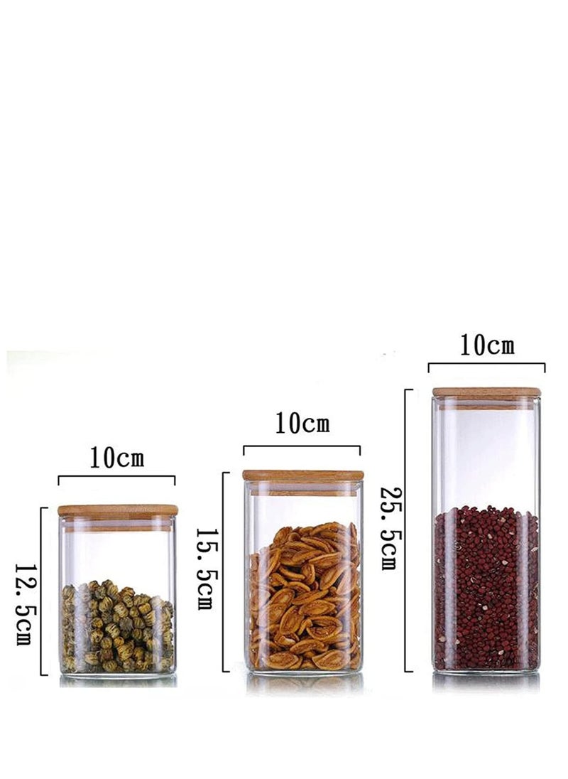 1Chase - Borosilicate Square Glass Food Storage Jar With Air Tight Bamboo Lid 1800ML 1100ML 900ML - Image 1