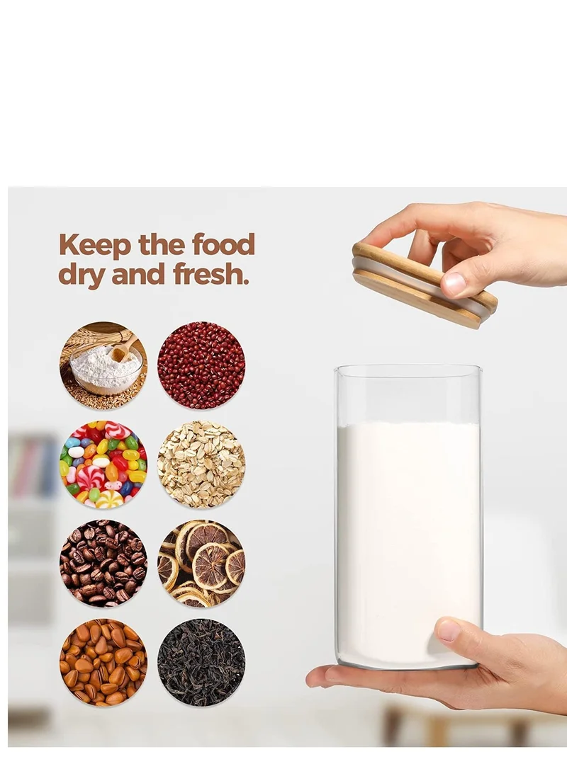 1Chase Borosilicate Square Glass Food Storage Jar With Air Tight Bamboo Lid 1800ML 1100ML 900ML