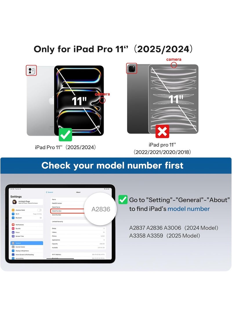 حماية شاشة لجهاز iPad Pro مقاس 11 بوصة 2025 M5/2024 M4 (الجيل 6/5)، عبوة واحدة من الزجاج المقسى لجهاز iPad Pro 11، مقاوم للخدوش، متوافق مع الحافظة، متوافق مع قلم أبل برو - Image 2
