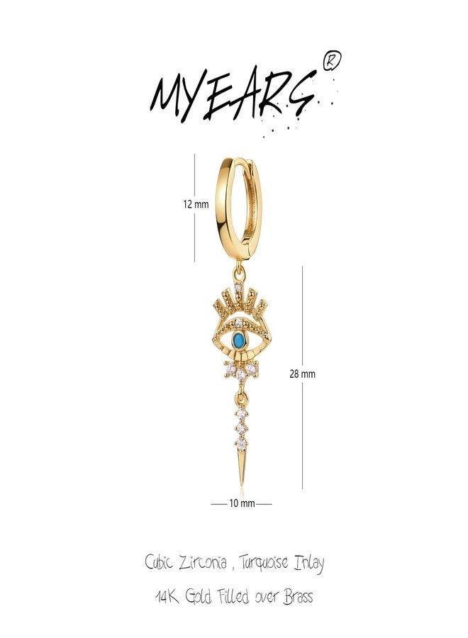 MYEARS Women Evil Eye Earrings Gold Huggie Hoop Spike Dangle Drop Turquoise Cubic Zirconia 14K Gold Plated Small Simple Minimalist Hypoallergenic Protection Everyday Jewelry - Image 5