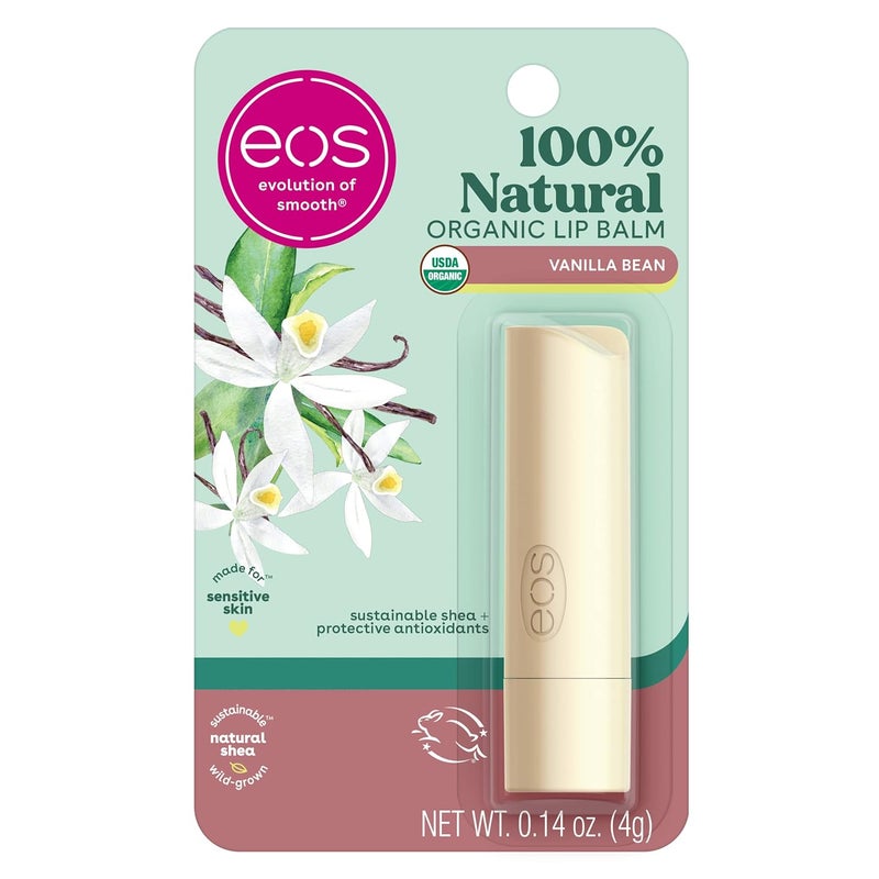 eos 100 Natural  Organic Lip Balm Stick Vanilla Bean  Dermatologist Recommended for Sensitive Skin  AllDay Moisture Lip Care Products  014 oz