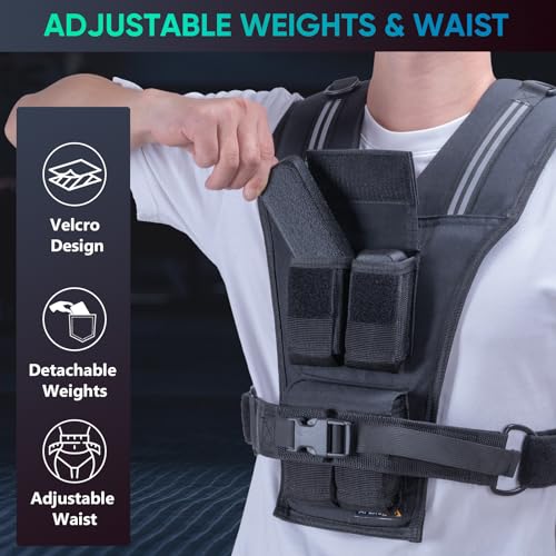 APEXUP Adjustable Weighted Vest Men 20lbs/30lbs/40lbs Weights with Reflective Stripe, Weight Vest Woman Workout Vest for Strength Training Running Walking (20 lbs) - Image 3