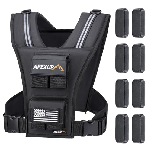 APEXUP Adjustable Weighted Vest Men 20lbs/30lbs/40lbs Weights with Reflective Stripe, Weight Vest Woman Workout Vest for Strength Training Running Walking (20 lbs) - Image 1