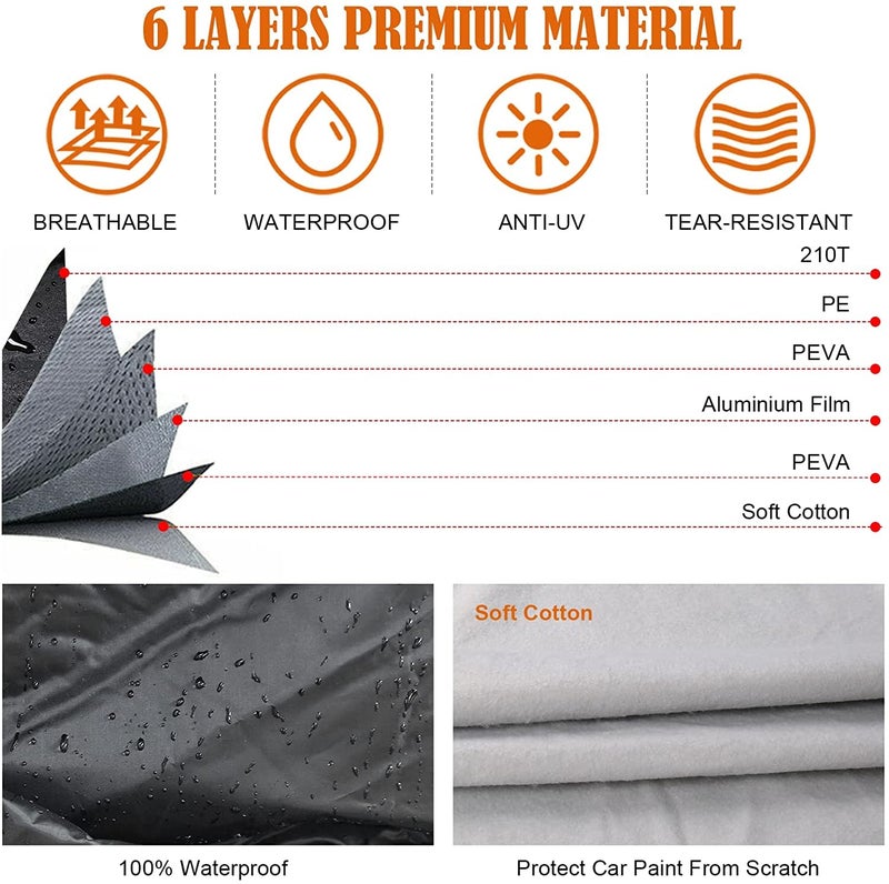 SPORTULI Waterproof Car Cover Replace for 2004-2025 Subaru Outback, 6 Layers All Weather Car Covers with Zipper Door & Windproof Bands for Snow Rain Dust Hail Protection (Outback) - Image 2