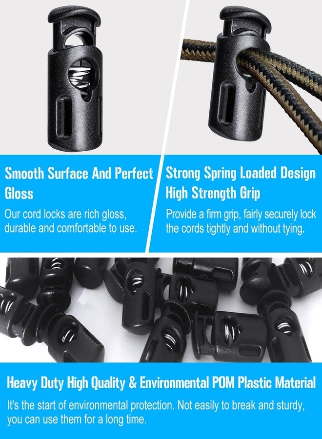 AQRINGO Plastic Cord Locks Single Hole Spring Toggle Stopper Cord Stops Fastener Toggles for Shoelaces, Drawstrings, Paracord, Bags, Clothing, and More (10Pcs, Black) - Image 4