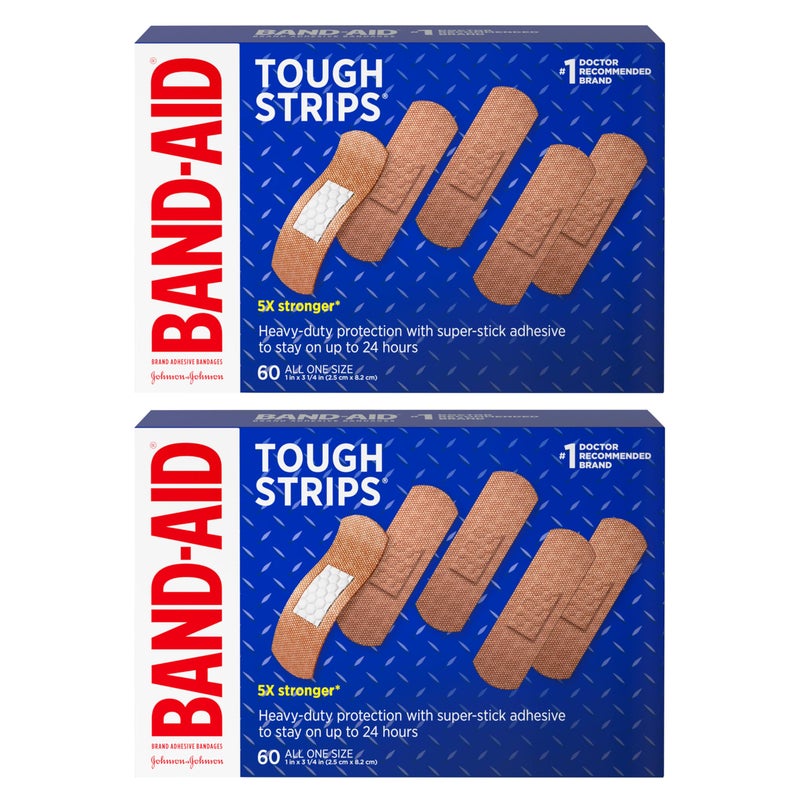 Band-Aid لصقات باند-أيد ماركة شريط قوي لضمادات الجروح، حماية متينة للجروح والخدوش الطفيفة، حجم واحد، عبوة 2 - Image 1
