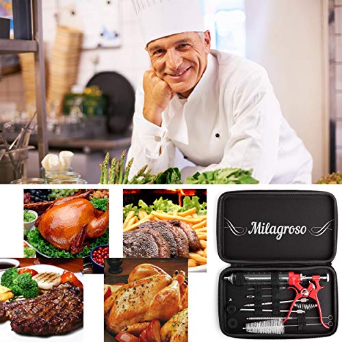 Milagroso Meat Injector Marinade Gun Stainless Steel Outdoor Kit Flavor Food Syringes & 4 Marinades Needles for BBQ Grill Smoker Injectors Professional Syringe Held Culinary Barbecue Tool - Image 3