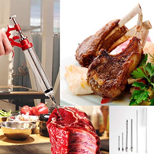 Milagroso Meat Injector Marinade Gun Stainless Steel Outdoor Kit Flavor Food Syringes & 4 Marinades Needles for BBQ Grill Smoker Injectors Professional Syringe Held Culinary Barbecue Tool - Image 5