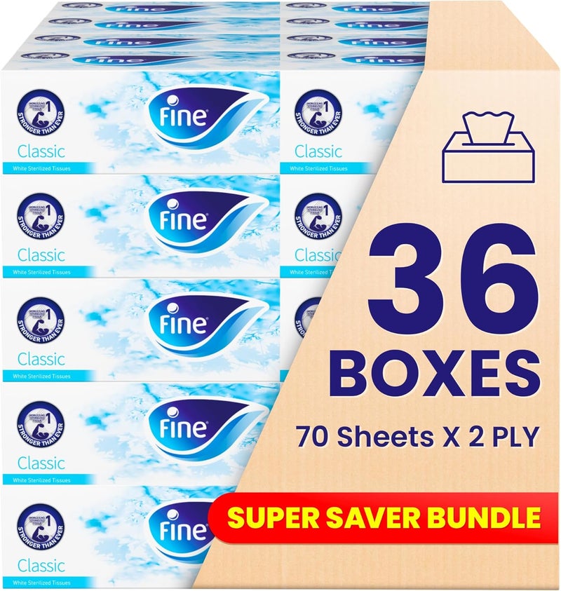 Fine مناديل وجه كلاسيكية فاخرة - 36 علبة تحتوي على 70 ورقة - Image 1