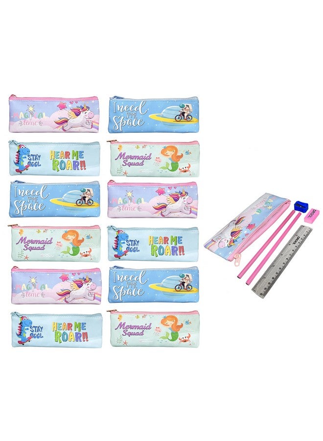 جيادا مجموعة أدوات مكتبية من جيادا، ١٢ قطعة - كل قطعة تحتوي على حقيبة أنيقة، أقلام رصاص، مسطرة، ممحاة، ومبراة. أفضل هدية للأطفال. - Image 1