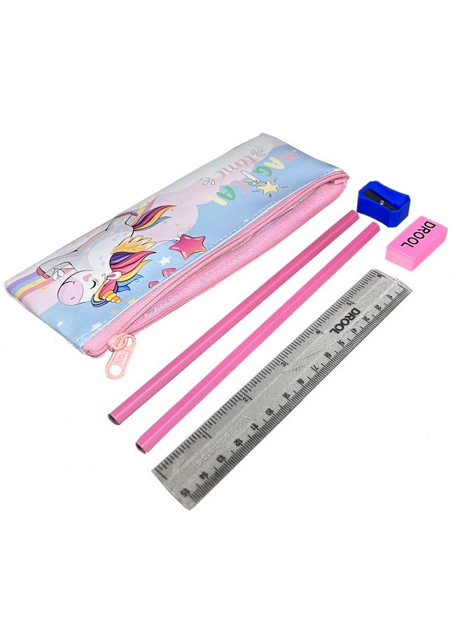 جيادا مجموعة أدوات مكتبية من جيادا، ١٢ قطعة - كل قطعة تحتوي على حقيبة أنيقة، أقلام رصاص، مسطرة، ممحاة، ومبراة. أفضل هدية للأطفال. - Image 2