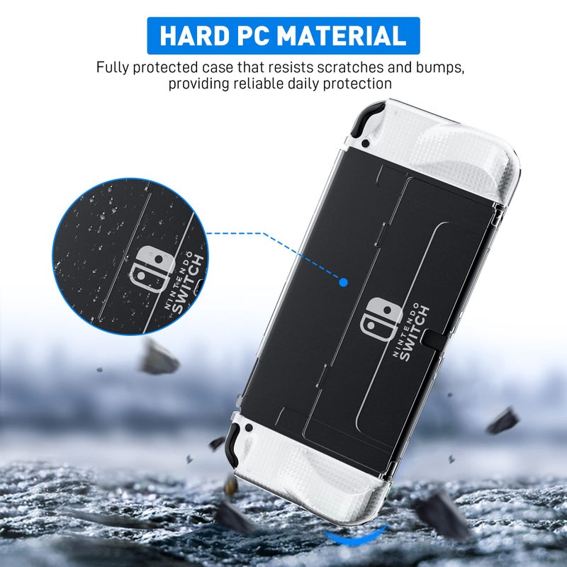 RHOTALL Clear Protective Case Compatible with Nintendo Switch OLED, Dockable Hard Shell for Switch OLED Console, Soft Cover with Comfortable Grip Design for joycon Controller - Image 3
