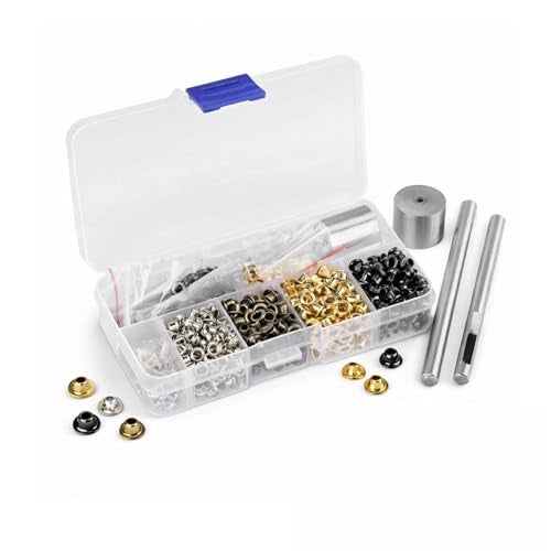 Akozon 3mm Grommet Kit 3mm Eyelets 3mm Grommet And Washer Kit 3mm Eyelet Kit Eyelet Grommet Set Washers Fastener for Leather Craft Clothes Sewing Accessories with 3pcs Handwork Tools Set3mmx420pcs - Image 1