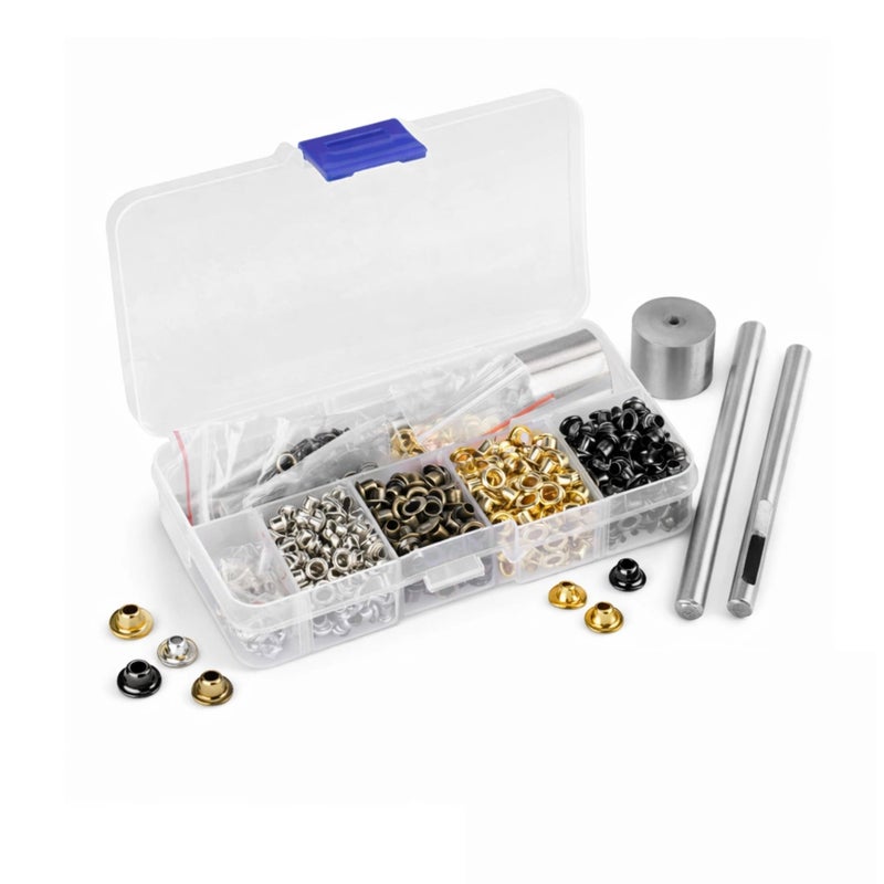 Akozon 3mm Grommet Kit 3mm Eyelets 3mm Grommet And Washer Kit 3mm Eyelet Kit Eyelet Grommet Set Washers Fastener for Leather Craft Clothes Sewing Accessories with 3pcs Handwork Tools Set3mmx420pcs - Image 3