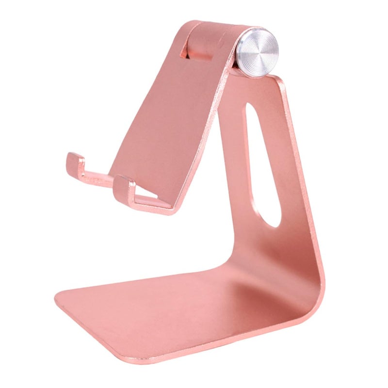 Foldable Aluminum Alloy Phone Stand Tablet Holder Rose Gold Portable for Desktop Streaming Video Calls - Image 2