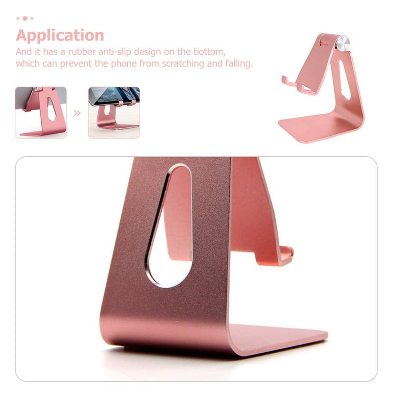 Foldable Aluminum Alloy Phone Stand Tablet Holder Rose Gold Portable for Desktop Streaming Video Calls - Image 3