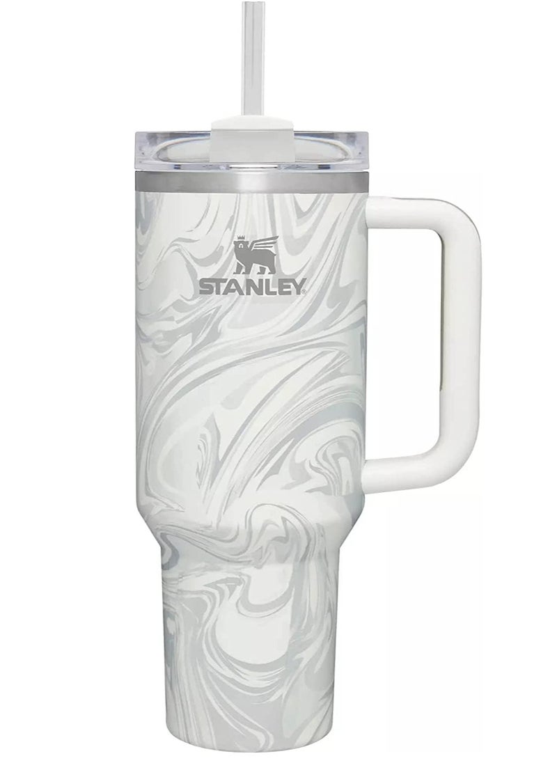 Stanley Stanley Quencher H2.0 FlowState 40 oz Vacuum Insulated Tumbler – Rose Quartz Swirl Travel Mug with Reusable Lid and Straw for Water, Coffee, Smoothies, and Iced Tea – Durable, Stylish, and Leakproof  - Image 4