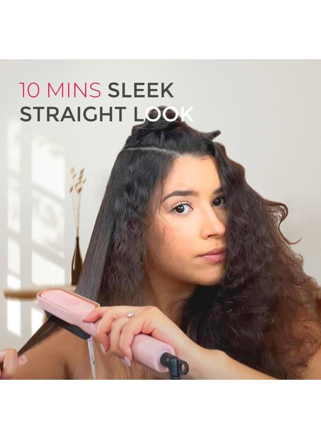 TYMO Hair Straightener Brush, TYMO Ring Hair Straightener Comb Straightening Brush for Women with 5 Temps 20s Fast Heating & Dual Voltage, Pink  - Image 2