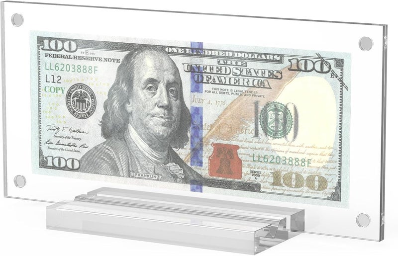 Dollar Bill Frame, 1 Pack, Currency Holder, Acrylic Double-Sided Clear Dollar Bill Display Frame, Money Protector Case for Easy Collection & Storage - Image 1