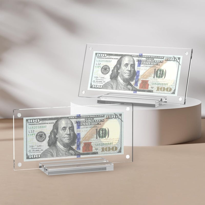 Dollar Bill Frame, 1 Pack, Currency Holder, Acrylic Double-Sided Clear Dollar Bill Display Frame, Money Protector Case for Easy Collection & Storage - Image 4