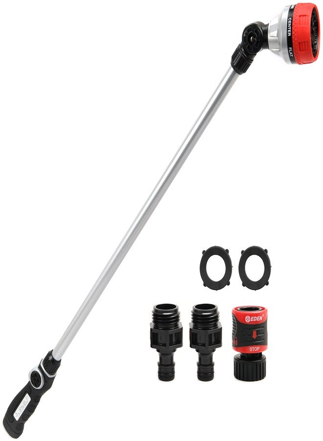 Eden 96618 Long Metal Garden Wand with 7 Watering Pattern, Thumb Control, Bundled with Quick Connect Starter Set - Image 1