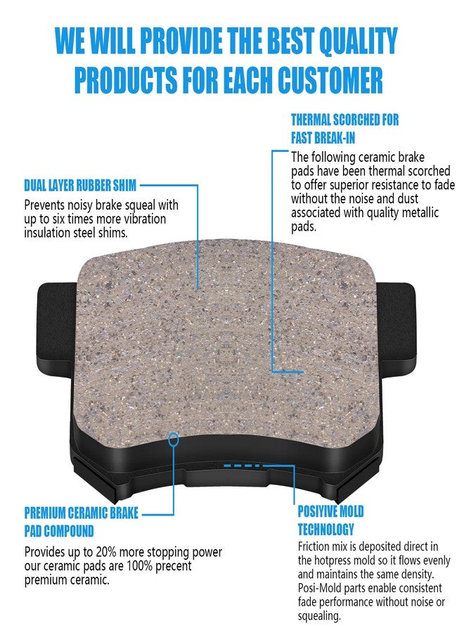 HYFTJYZ HZ1414 QuietCast Premium Ceramic Disc Brake Pad Set - Compatible With Select Ford Expedition, F-150; Lincoln Navigator; FRONT - Image 2