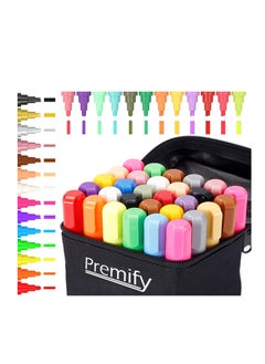Premify 30 Chalk Markers, 8 Neon + 8 Metallic + 9 Earth + 5 Standard Colors, for Chalkboard, Whiteboard Pen, Blackboard, Window, Labels, Bistro, Glass - Wet Wipe Erasable Marker - 6mm Reversible Nib Pens  - Image 1
