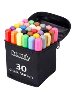 Premify 30 Chalk Markers, 8 Neon + 8 Metallic + 9 Earth + 5 Standard Colors, for Chalkboard, Whiteboard Pen, Blackboard, Window, Labels, Bistro, Glass - Wet Wipe Erasable Marker - 6mm Reversible Nib Pens  - Image 5