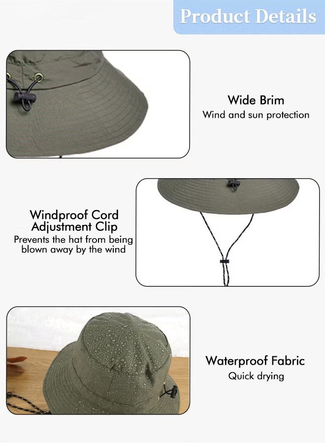 Generic Sun Hat for Men Women Wide Brim UPF 50+ Fishing & Bucket Hat Waterproof Foldable Beach Sun Hat for Hiking Camping Safari  - Image 2