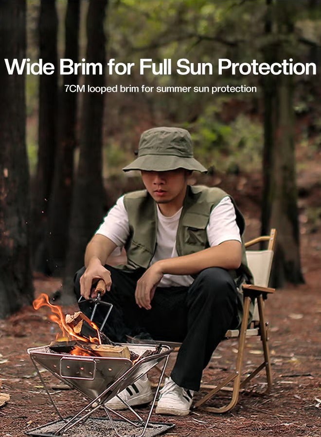Generic Sun Hat for Men Women Wide Brim UPF 50+ Fishing & Bucket Hat Waterproof Foldable Beach Sun Hat for Hiking Camping Safari  - Image 4