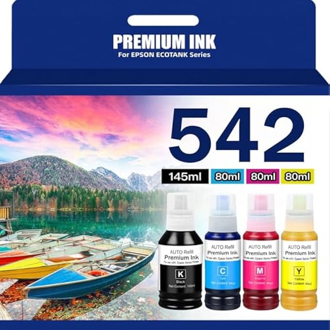 542 INK REFILL BOTTLE USE FOR ECOTANK PRO ET-16600, ET-5150, ET-5170, ET-5180, ET-5800, ET-5850, ET-5880, ET-16650, WORKFORCE ST-C8000, ST-C8090BK C M Y - Image 1
