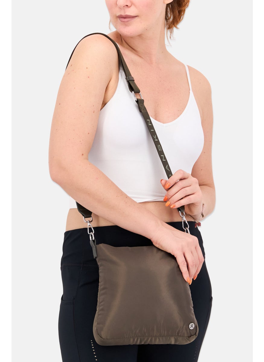 Danskin Women Solid Cross Body Bag 25 L x 25 H x 4 W cm, Dark Army  - Image 2